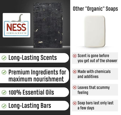 Ness Mens Soap Bar - Pine Tar Scent - Natural Soap For Men - Mens Bar Soap With Organic Ingredients & Essential Oils - Moisturizing Bar Soap - Handmade In The USA, Cruelty Free, Vegan - 3 Pack