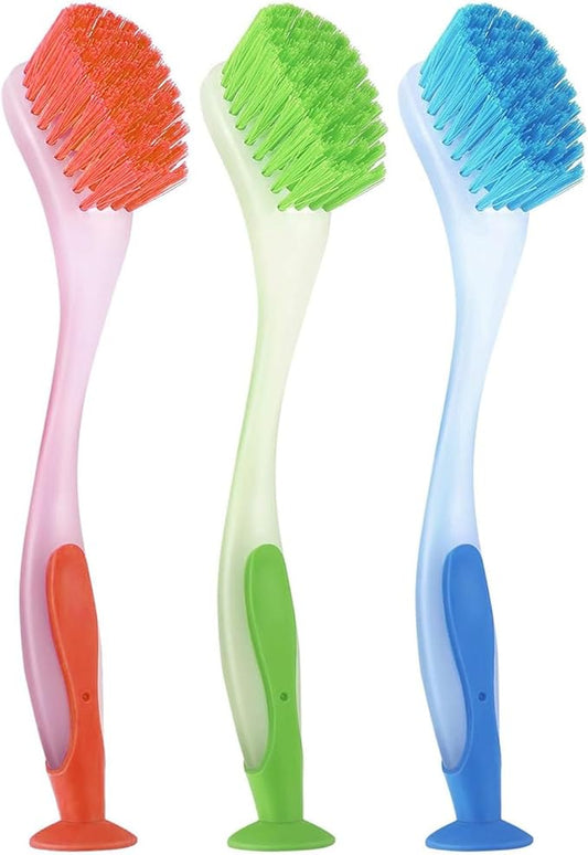 Generic 3-Piece Plastic Dish Cleaning Brush Set | Kitchen Sink Brushes for Cleaning Dishes, Pans, and Pots | Scrubbing Brush with Durable Bristles