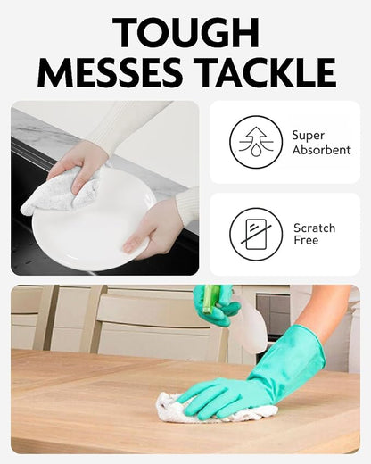 Fantasticlean Microfiber Cleaning Cloth Roll -675 Pack, Tear Away Microfiber Towels, 12" x 12", Reusable, Washable, Ultra Absorbent Dishcloth for All-Around Cleaning Supplies (9 Rolls of White)