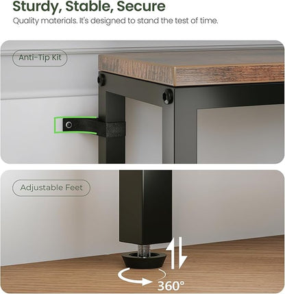 94.5" Behind Couch Table with 2 Fast Charging Stations, 7.1" Narrow Skinny Sofa Table with 4 Power Outlets, 4 USB-A, 2 USB-C for Console Entryway, Rustic Brown
