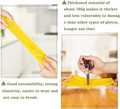 8 Pairs Reusable Household Cleaning Gloves, Rubber Kitchen Dishwashing Gloves,Extra Thickness, Long Sleeves, for Washing Dishes, Pet Care(Medium, Yellow)