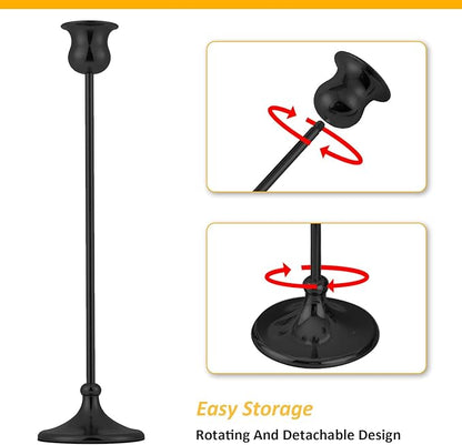 Taper Candle Holder Tall Vintage Metal Candlestick Holders Candle Stick Candelabra for Halloween Thanksgiving Christmas Holiday Wedding (Matt Black, 1 Set (3 pcs))