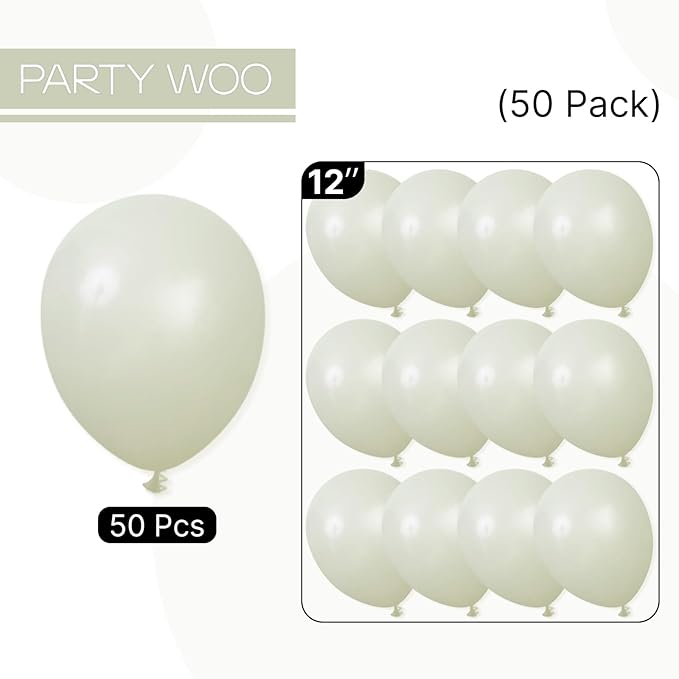 PartyWoo Sage Green Balloons 50pcs 12 Inch Boho Dusty Olive Green Latex Balloons for Birthday Baby Shower Graduation Engagement Wedding Dinosaur Jungle Golf Football Theme Party Decorations Green-F32