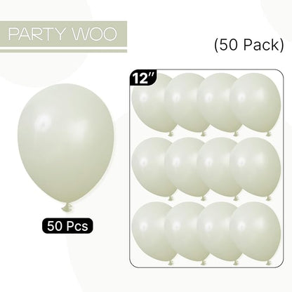 PartyWoo Sage Green Balloons 50pcs 12 Inch Boho Dusty Olive Green Latex Balloons for Birthday Baby Shower Graduation Engagement Wedding Dinosaur Jungle Golf Football Theme Party Decorations Green-F32