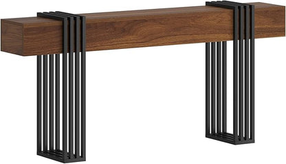 71 Inch Long Console Table, Extra Thick Industrial Sofa Table Behind The Couch Rectangular Entryway Table for Entrance Hallway Living Room, Entire top Board & 4-Pipe Legs, Rustic Brown