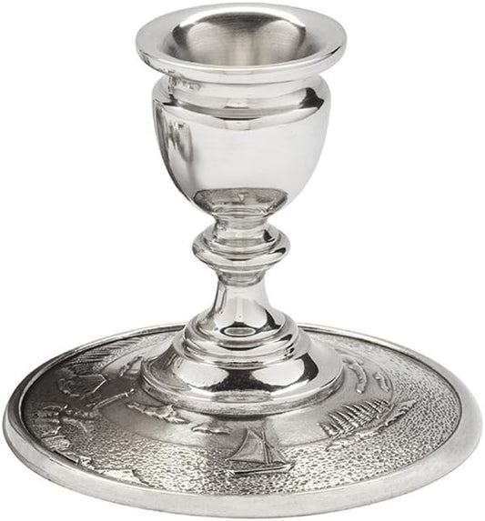 DANFORTH – Coastal Candlestick Holder (Single) – Handcrafted Pewter Candle Holder – 3 ½” – Made in USA