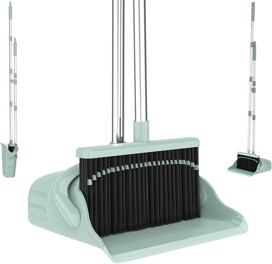 Broom and Dustpan Set – Heavy-Duty Broom and Dustpan for Home Cleaning Tool, Dustpan and Broom with Handle, Outdoor Broom and Dustpan Set • Your Home Essentials (Green)