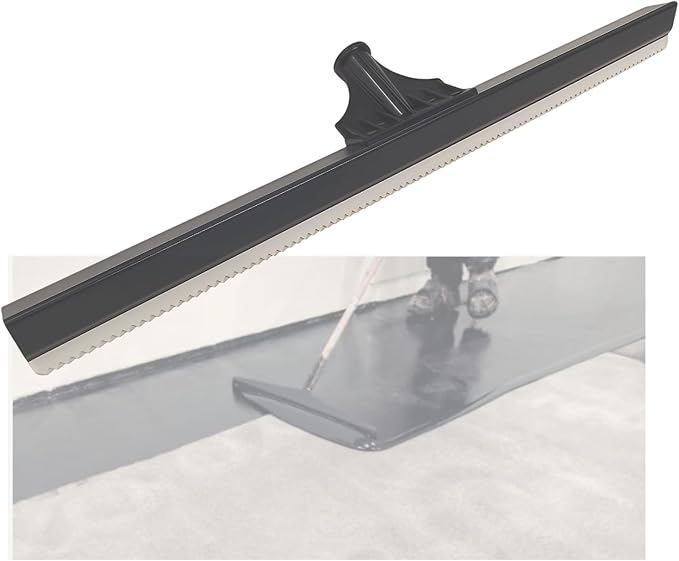 24in Epoxy Squeegee, Teeth Notched Squeegee for Self Leveling Cement Urethane Epoxy Floor Wall Spreader, Lightweight Professional Epoxy Tool for Garage Floors Driveways Walls, Black