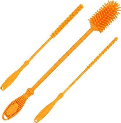 12.5" Silicone Bottle Brush & Straw Cleaner Brush Set | Water Bottle Cleaner for Hydro Flasks, Tumblers, Glassware, Vases and Narrow Neck Containers