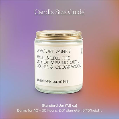 Anecdote Candles 'Comfort Zone' Coconut Soy Wax Candle Jar | Premium Hand Poured & Long Burning |Coffee & Cedarwood Scent | Phthalate-Free | for Home, Office, Gift - 7.8 Oz