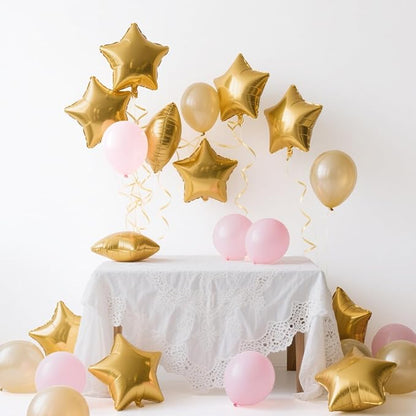 Gold Star Balloons Foil Graduation Mylar Balloons Helium Metallic Balloon 12pcs 18 Inch Gold Birthday Decorations Yellow Room Decor Class of 2025 Party Decorations Baby Shower Anniversary Wedding