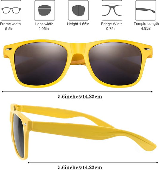 FEPITO 24 Pack Party Sunglasses Bulk for Birthday Party Favors Goody Bag Fillers for Beach Pool Party Toys for Adults, Yellow