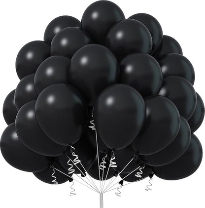 Black Balloons 12 Inch, 50Pcs Black Balloon Matte Black Latex Balloons for Arch Black Party Helium Balloons for Birthday Wedding Baby Shower Halloween New Year Graduation Party Decorations