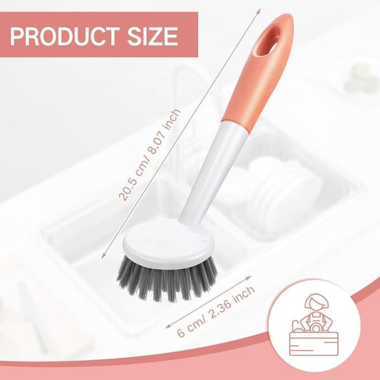 Patelai 12 Pack Kitchen Scrub Dish Brush with Long Handle Dish Scrubber with Stiff Bristles Scrub Brushes for Kitchen Dishes Washing Tools, Pots, Pans and Sink Cleaning (Orange)