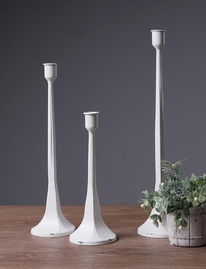 SEINHIJO Iron Taper Candle Holder Set of 3 - Decorative Tall Candle Stand, Candlestick Holder for Wedding, Dining Table, Party Decoration