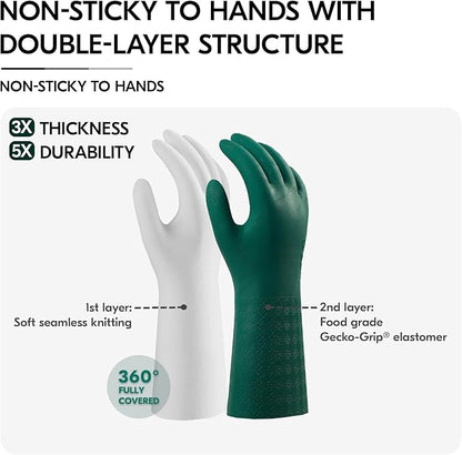 Vgo... 1 Pair Household Cleaning Gloves Infused with Fresh Rich Aromas, Lined Dishwashing, Long Sleeves Kitchen, Bathroom, Gardening, Pet Care (Dark Green, S, TP1117)