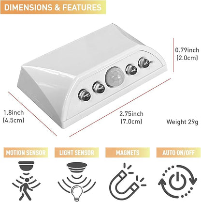 White 2 Pack Motion Sensor Keyhole Light - Automatic on/Off Infrared LED, Suitable for Front Doors, corridors, Stairs in The Dark | 3-Way Installation（Magnetic Suction、Adhesive and Screw）