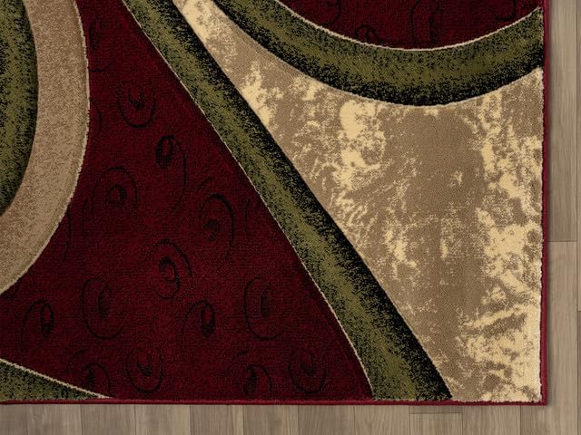 Ultra Soft Area Rug Hand Carved - Modern Abstract Design for Indoor Living Room & Bedroom - Stain Resistant, Easy to Clean - (2'7''x7, Burgundy)