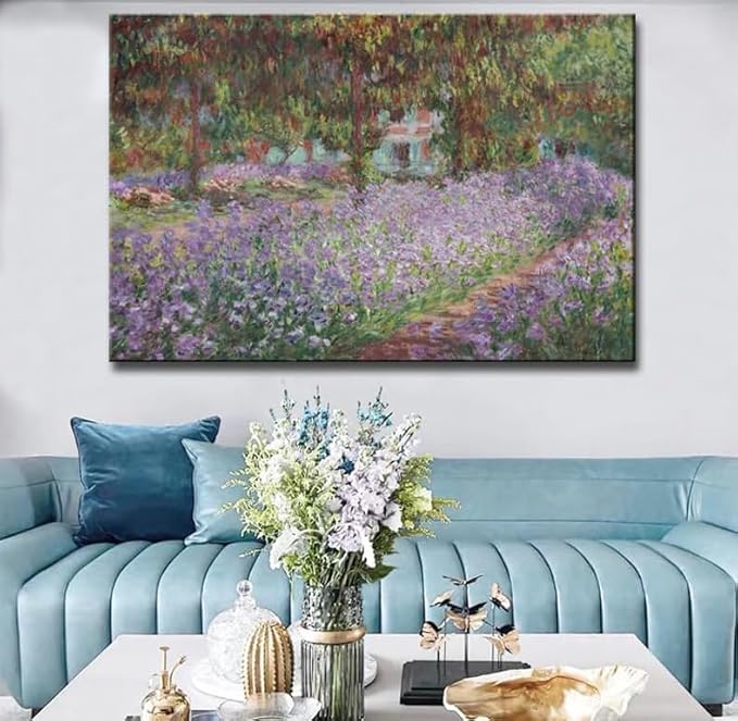 OKEXCKK Irises in Monet's Garden, 1900 by Claude Monet - Canvas Art Wall Decor Painting Artwork Print -32" x 48"