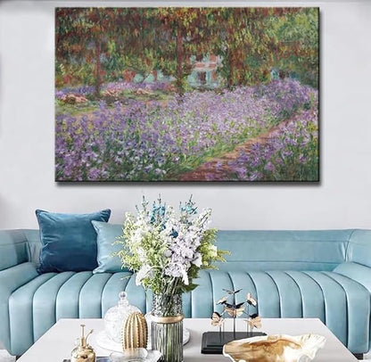 OKEXCKK Irises in Monet's Garden, 1900 by Claude Monet - Canvas Art Wall Decor Painting Artwork Print -32" x 48"