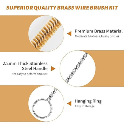 7-Pieces Brass Wire Bottle Brush Brass Pipe Cleaner, 12 Inch Long Wire Brushes for Cleaning Metal, Tubes, Bottle, Auto Parts (6mm/8mm/10mm/12mm/15mm/18mm/20mm)