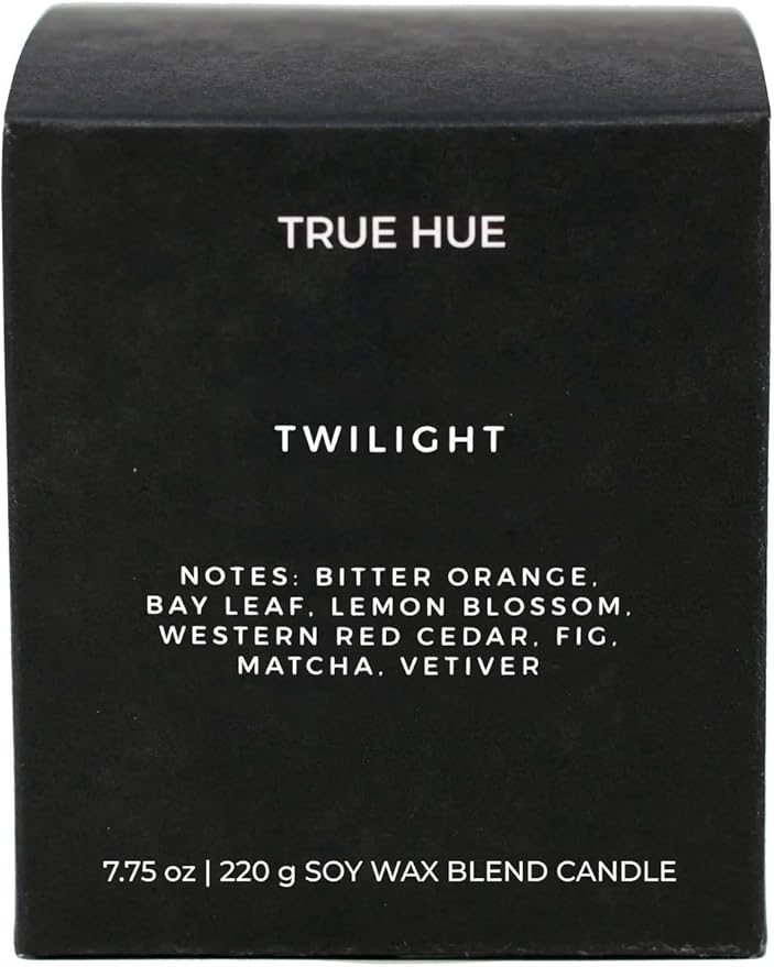 True Hue | Luxury Highly Scented Candle | Premium Soy Wax Blend | 7.75 oz | 40-50 Hour Burn Time | Cotton Wick | Natural Candles | Glass (Twilight)