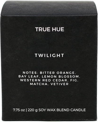 True Hue | Luxury Highly Scented Candle | Premium Soy Wax Blend | 7.75 oz | 40-50 Hour Burn Time | Cotton Wick | Natural Candles | Glass (Twilight)
