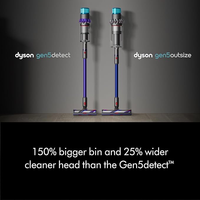 Dyson Gen5outsize Cordless Vacuum, 250AW, 3 Power Modes, Up to 140 Minutes,² XL bin, Illumination Reveals dust, HEPA Filtration, All Floor Types