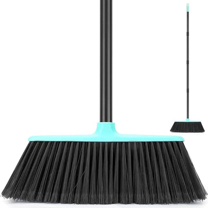 KeFanta Outdoor/Indoor Broom for Floors, 53" Long Handle Angle Broom for Sweeping Indoor Concrete Courtyard Garage Patio Home Kitchen Office Lobby