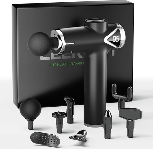 Massage Gun Deep Tissue, Muscle Massage Gun Portable Percussion Massager with 6 Speeds & 8 Attachments for Pain Relief, Gift for Men Women, Black