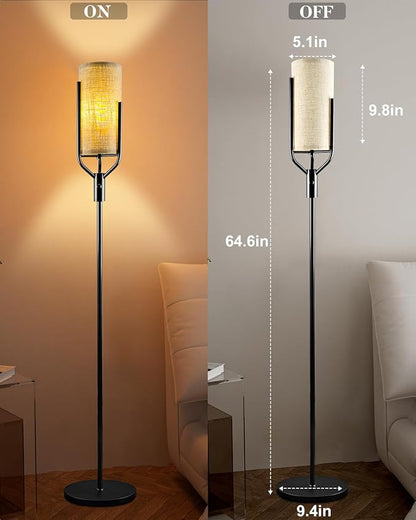 Lightdot 64.6IN Black Floor Lamp Dimmable Linen Shade LED Floor Lamps with 3000K Soft Warm White for Wedding/Party, Modern Tall Lamp for Living Room/Bedroom (Bulbs Included)