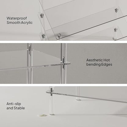 Aquiver Acrylic Small Shoe Rack - 18.1'' L x 11.8'' W x 28.5'' H - 4 Tier Shoe Rack for Front Door Entrance, Entryway, and Closet - Shoe Organizer Narrow Shoe Storage Shelf (Clear)
