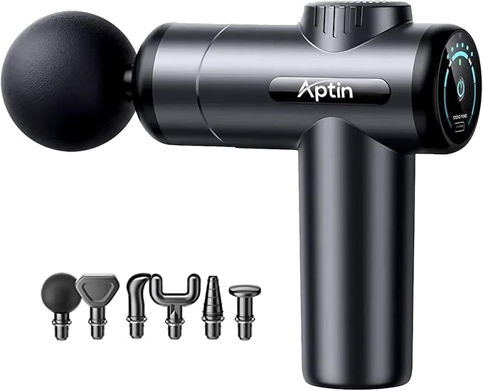 Portable Deep Tissue Muscle Massage Gun – 99-Speed Handheld Percussion Massager with LCD Display, Quiet Motor, 6 Heads & Carrying Case – Rechargeable Body Relaxation Tool for Active Lifestyles
