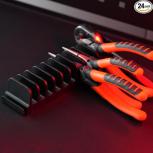 24 pcs Magnetic Plier Organizer Set for Toolbox & drawer Storage|Modular Plier holders for Mechanics, Technicians, Space-Saving & Quick-Access,Gift for father and boyfriend(Black)