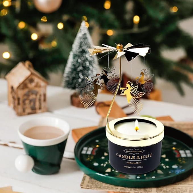 Kelly's Custom Candles Angel Rotating Scented Candle, Funny Gift for Women, Soybean Wax, 3.5 Ounce, Black, Unique Aromatherapy Candle for Relaxation and Stress Relief