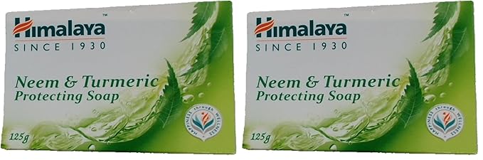 Himalaya Purifying Neem & Turmeric Cleansing Bar for Clean and Healthy Looking Skin, 4.41 Oz (125 gm) (Pack of 2)
