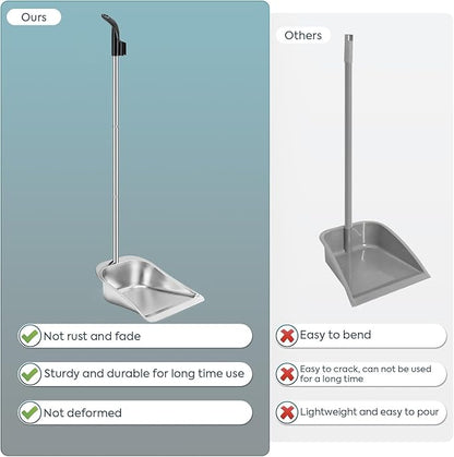 Yangbaga Dust Pans with Long Handle - 35”Heavy Duty Metal Upright Stand Up Dustpan - Long Handled Stand Up Dustpans - Best Dustpans for Home/Lobby/Shop/Garage/Yard