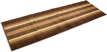 Washable Custom Size Runner Rug Squares Geometric Design Extra Long Runner Rugs for Hallways 26 Inch Wide x Pick Your Size by Feet Slip Skid Resistant Rubber Back (Square Brown, 18 ft x 26 in)