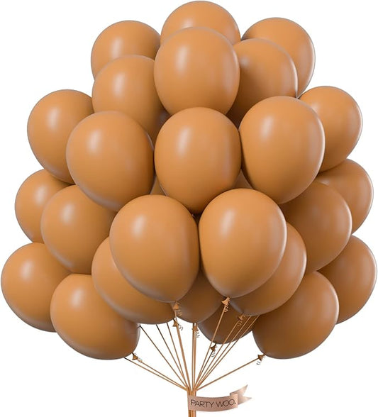PartyWoo Light Brown Balloons 50 pcs 12 Inch Caramel Brown Tan Boho Neutral Balloons for Graduation Birthday Wedding Baby Shower Gender Reveal Forest Jungle Safari Party Decorations Brown-F10