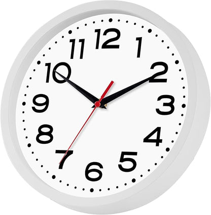 Wall Clock Silent Non-Ticking Modern Clock Battery Operated 8 Inch Small Classic Analog Decorative for Kitchen, Living Room, Office, Bedroom, Bathroom (White)