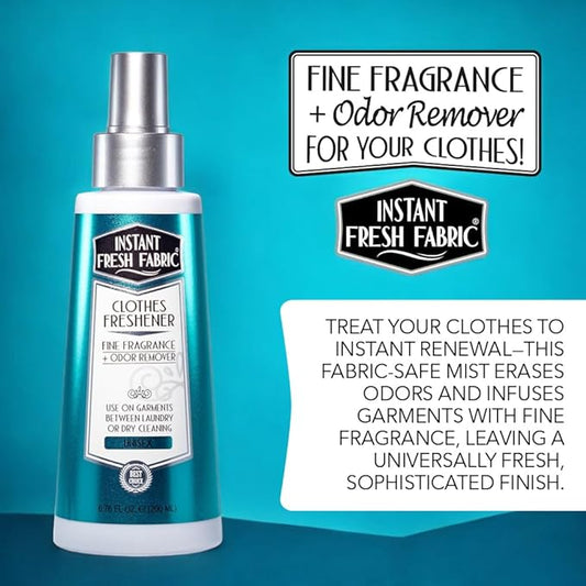 Premium CLOTHES FRESHENER Unisex Fabric Spray Keeps Clothes Fresh, Odor Remover Fabric Refresher Spray Extends Garment Life, Linen Spray for Bedding Eco-Friendly, 6.76 oz – INSTANT FRESH FABRIC