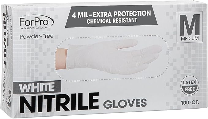ForPro Disposable Nitrile Gloves, Chemical Resistant, Powder-Free, Latex-Free, Non-Sterile, Food Safe, 4 Mil, 100-Count