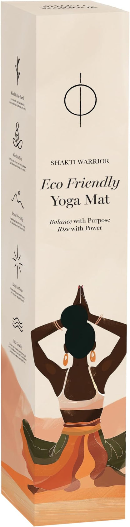 Shakti Warrior Cork Yoga Mat - Artist Designed, Premium Printed Eco-Friendly Non-Slip mat, Great for Regular & Hot Yoga, Pilates, Workouts 72 inch x 24 inch x 3mm Thick
