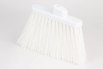 SPARTA 41083EC02 Plastic Color Coded Broom, Unflagged Bristles, Long Broom With Angled Head For Small Debris Cleaning, 56 Inches, White, (Pack of 12)