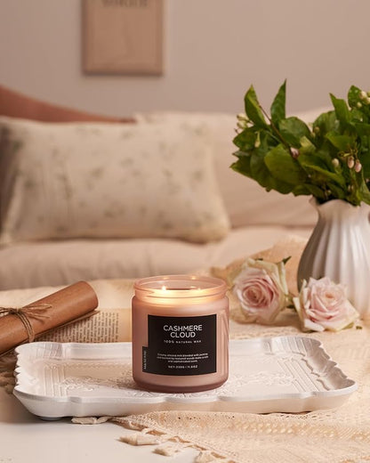 M&SENSE Cashmere Vanilla Scented Candle, 11.6oz Non Toxic Soy Wax 70 Hours Clean Burn Candle, 2 Wick Aromatherapy Gifts for Relaxing Stree Relief, Cozy Winter Home Decor