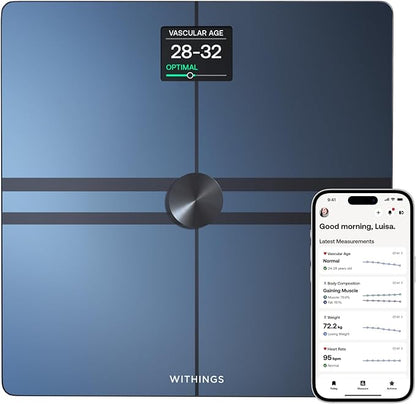 WITHINGS Body Comp - Scale for Body Weight and Complete Body Analysis, Wi-Fi & Bluetooth, Baby Digital Scale, Accurate Visceral Fat, Heart Health, Scales Compatible with Apple, FSA/HSA