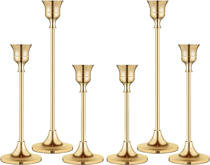 Candlestick Holders,Taper Candle Holder for Candlesticks Gold Brass Vintage Candle Stick Candle Holders Candelabra Candle Holder for Fireplace Party Dining Home