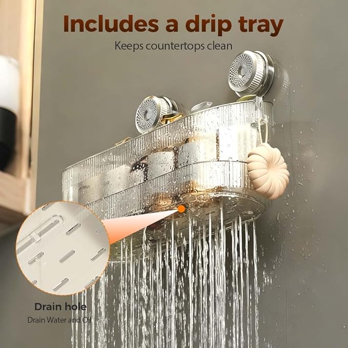 AIIONP No-Drill Bathroom Suction Storage Box, 2026 New Suction Cup Shelf, Portable Wall Mounted Bathroom Organizer for Shower, Durable Removable Storage Basket for Home (Grey)
