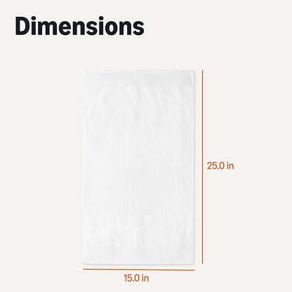 Amazon Basics Organic Cotton Waffle Kitchen Dish Towels - Ultra Absorbent, Quick Drying, Lint-Free, 15 x 25 inches, 6-Pack, White