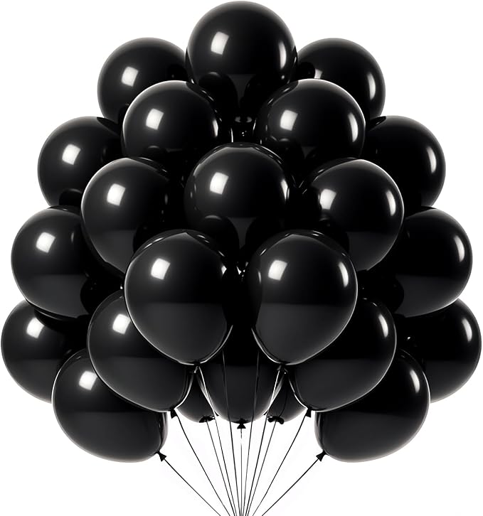 Black Balloons 100 Pack,12 Inch Matte Black Latex Helium-Ready Garland for Birthdays Weddings Baby Showers Graduations Elegant Arch Decorations
